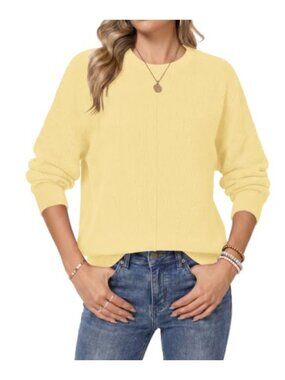Lightweight Soft Knit Oversized Crewneck Pullover Sweater Long Sleeve